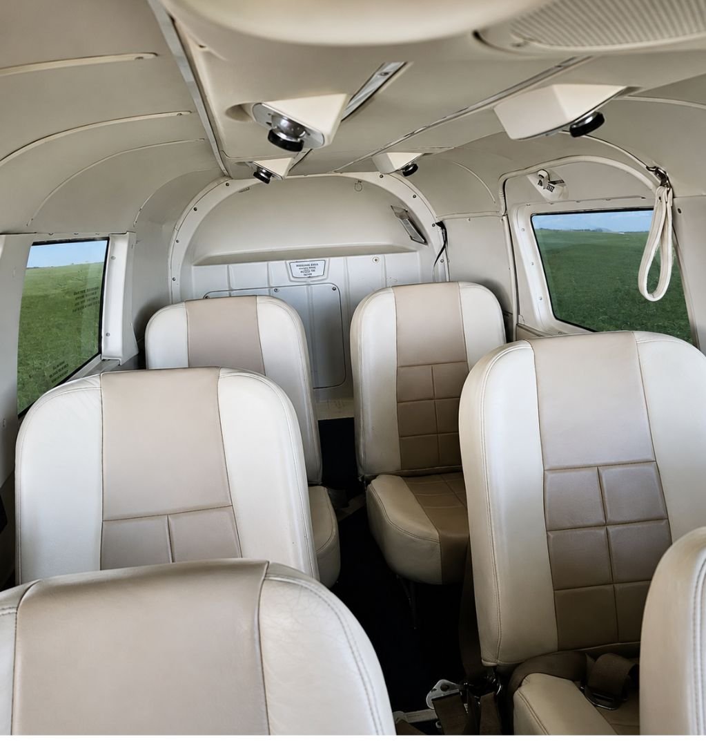Carolinas Custom Aviation PA32 rental plane has a beautiful interior with seating for six. Located in Rock Hill SC.
