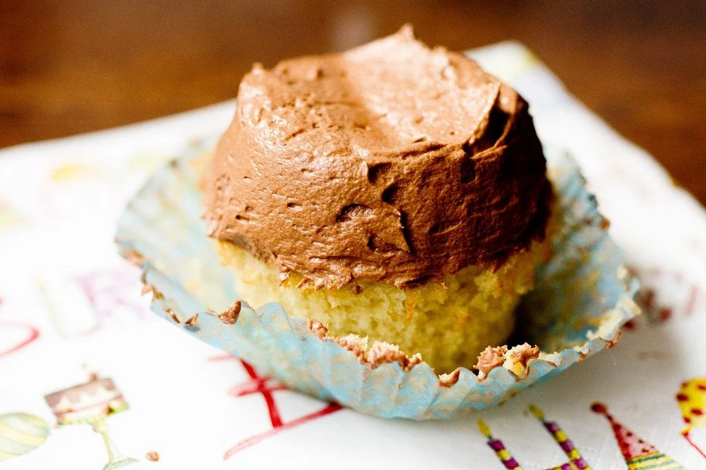 Simple Vanilla Cupcakes with Chocolate Cream Cheese Icing