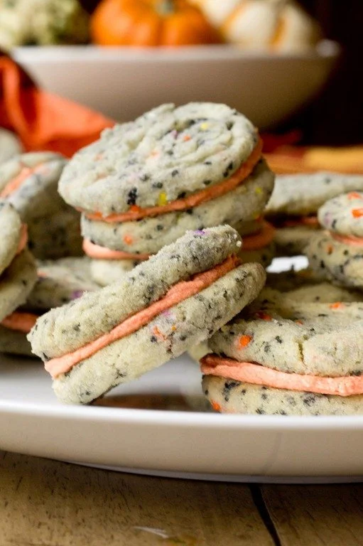Mini Halloween Confetti Cookie Sandwiches