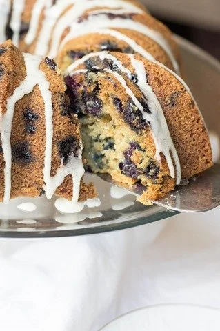 Blueberry Cake with Vanilla Bean Glaze