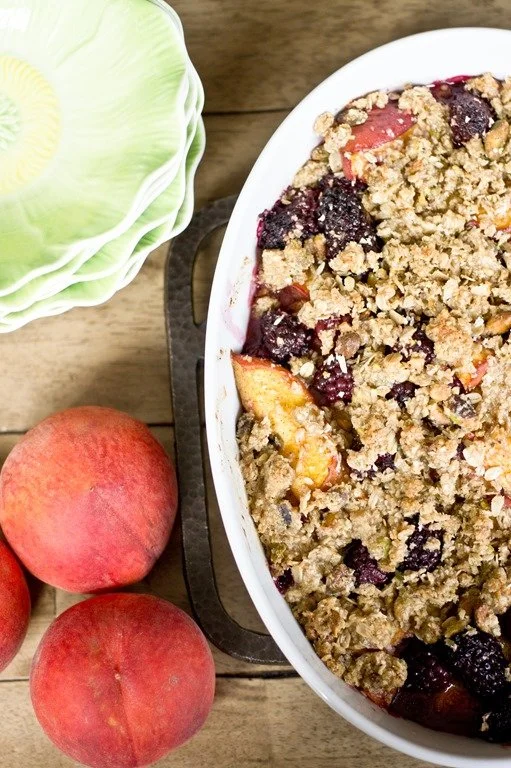 Blackberry, Peach and Pistachio Crisp {Gluten-free}