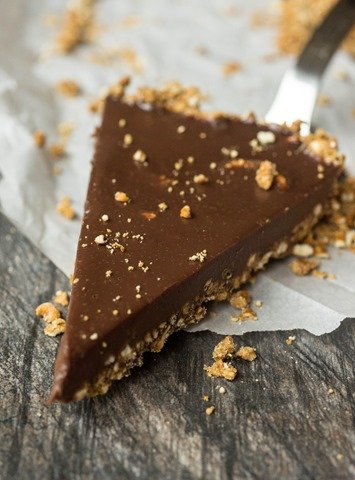 Milk Chocolate Tart with Peanut Butter Pretzel Crust