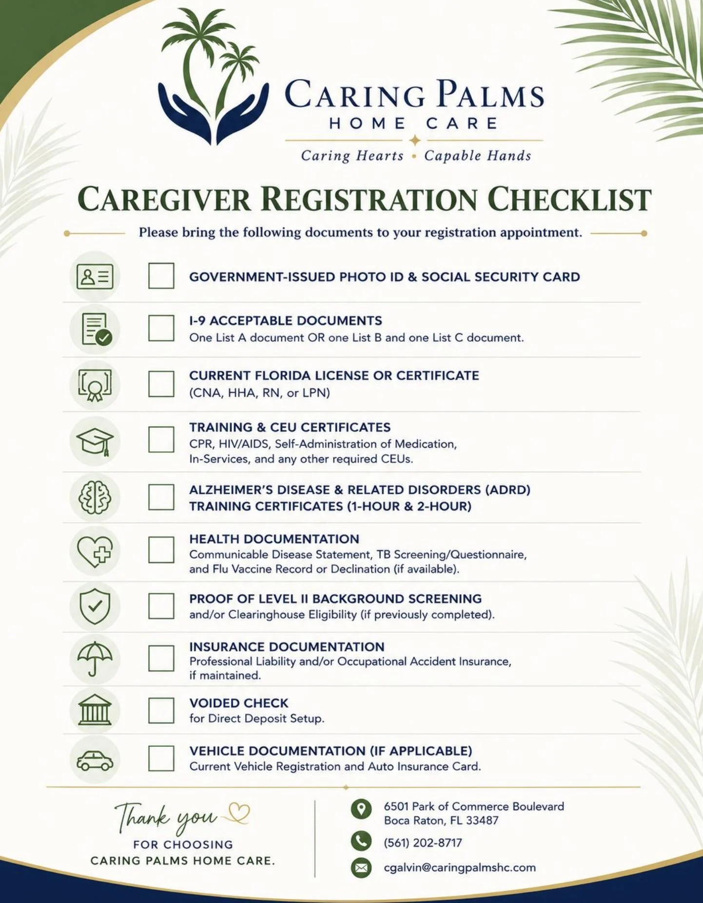 Pre-Registration Checklist for Care Providers