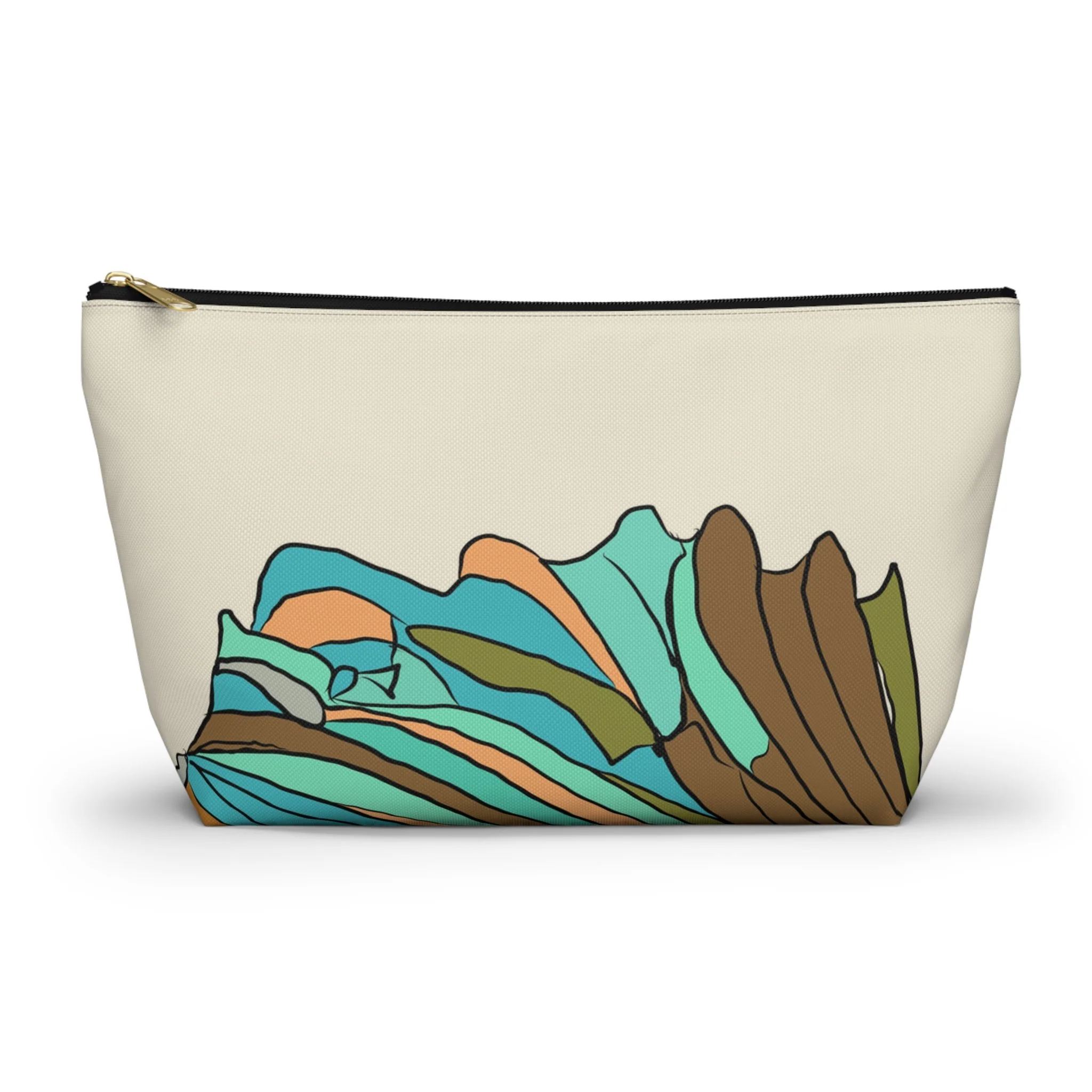 Striped Fall Leaf Leaf Accessory Pouch w T-bottom