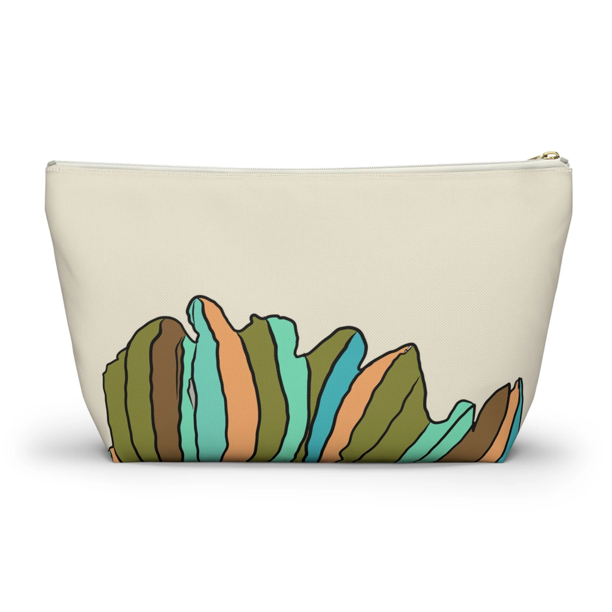 Striped Fall Leaf Leaf Accessory Pouch w T-bottom