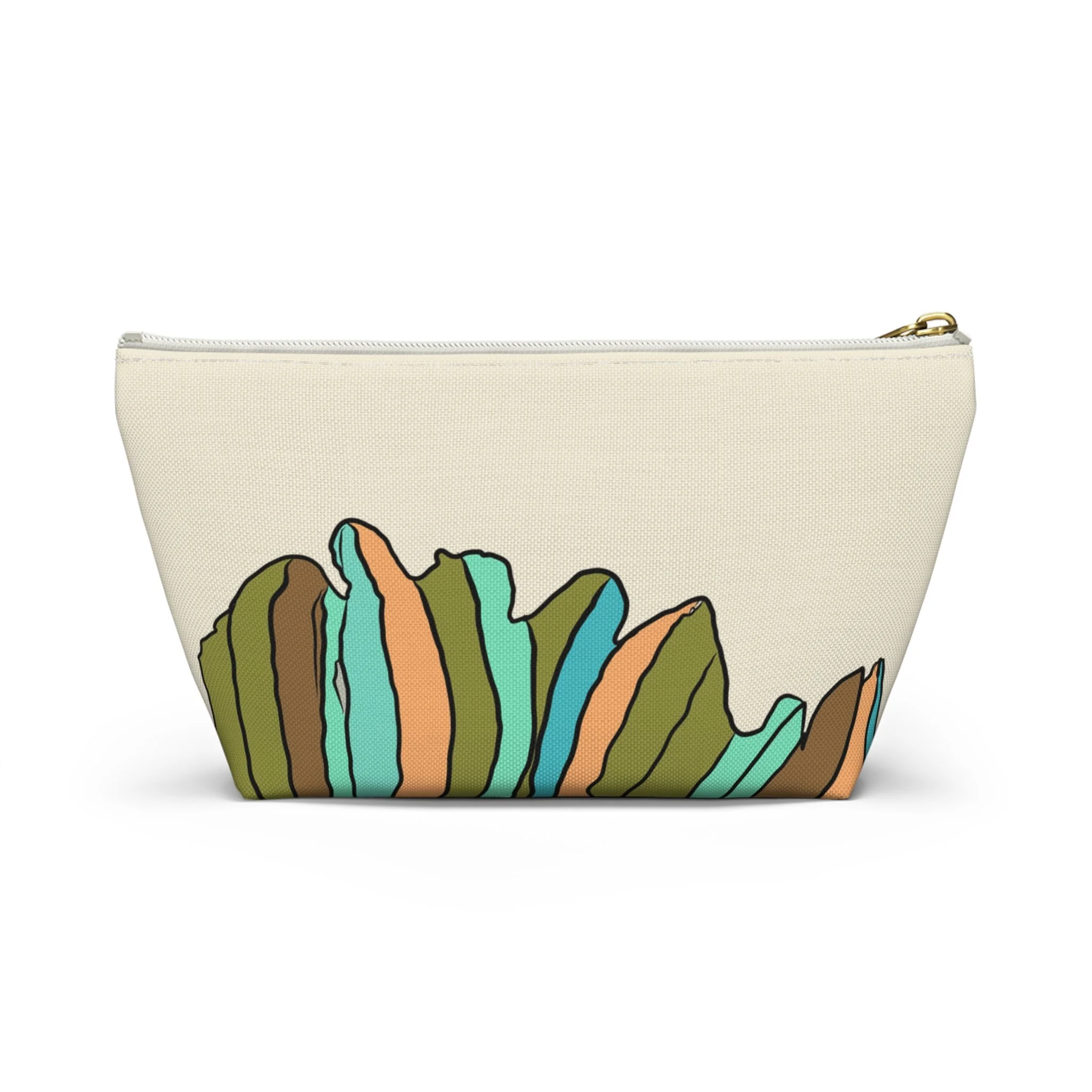 Striped Fall Leaf Leaf Accessory Pouch w T-bottom