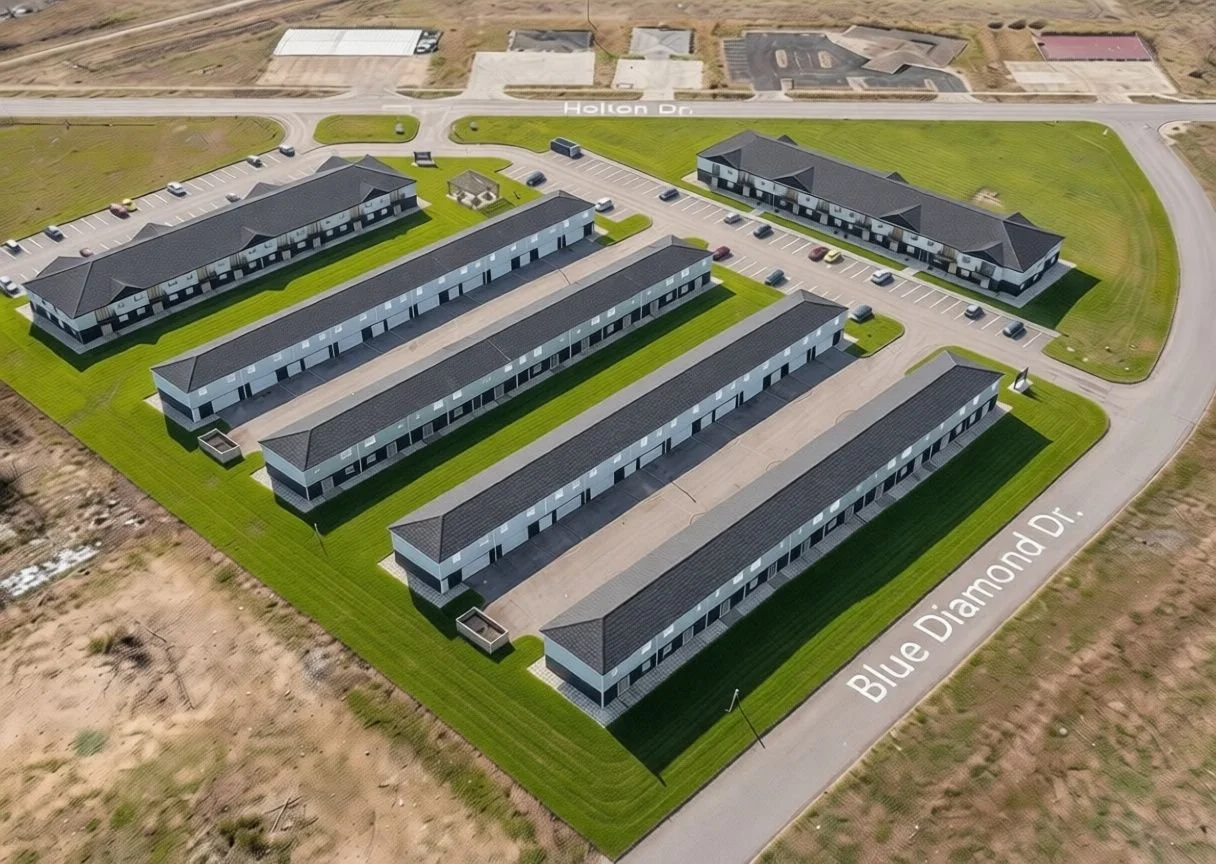 Architectural rendering of the completed Ridge Townhomes & Apartments