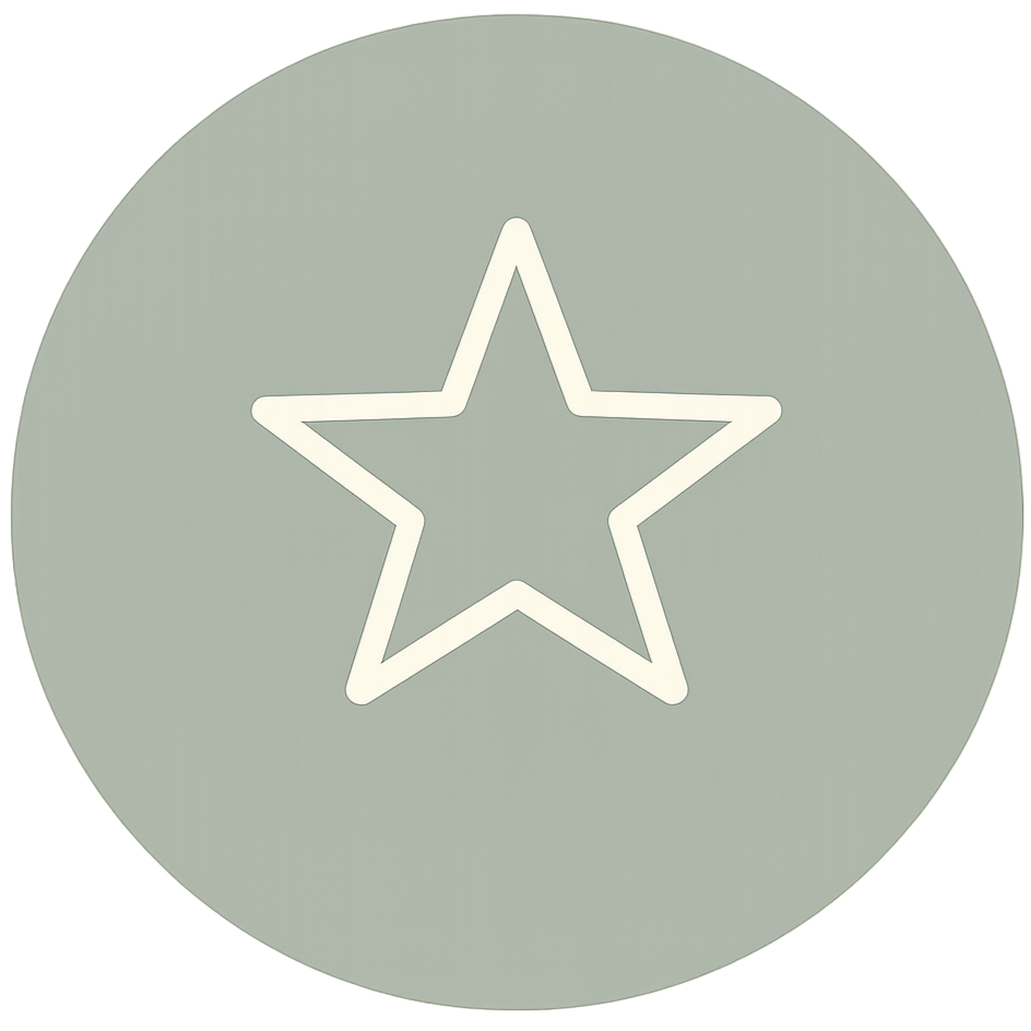 A circular button with a star outline in the center.