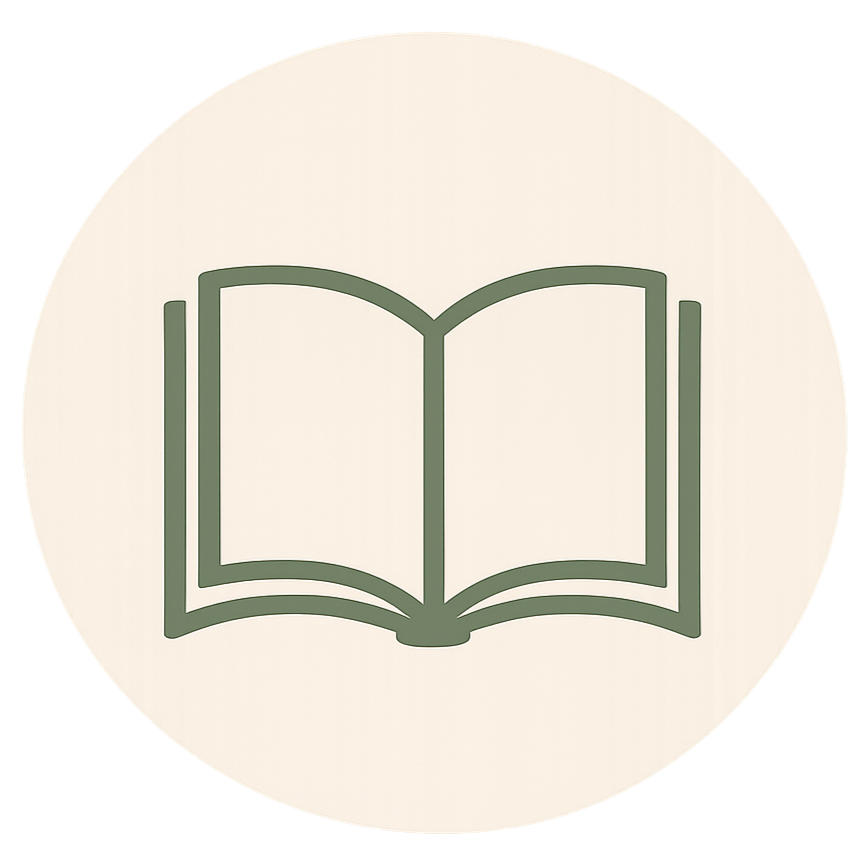 Icon of an open book on a white background.