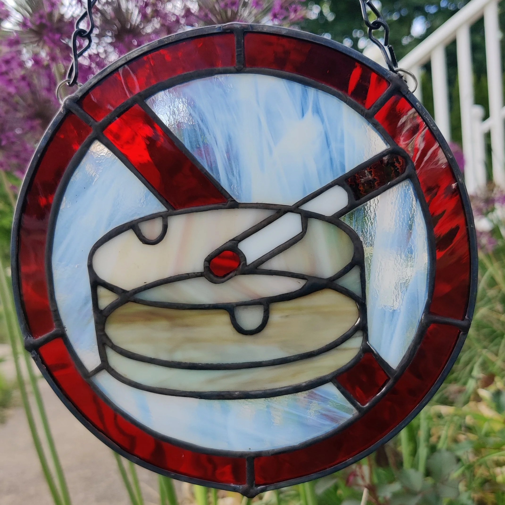 no smoking strike through stained glass