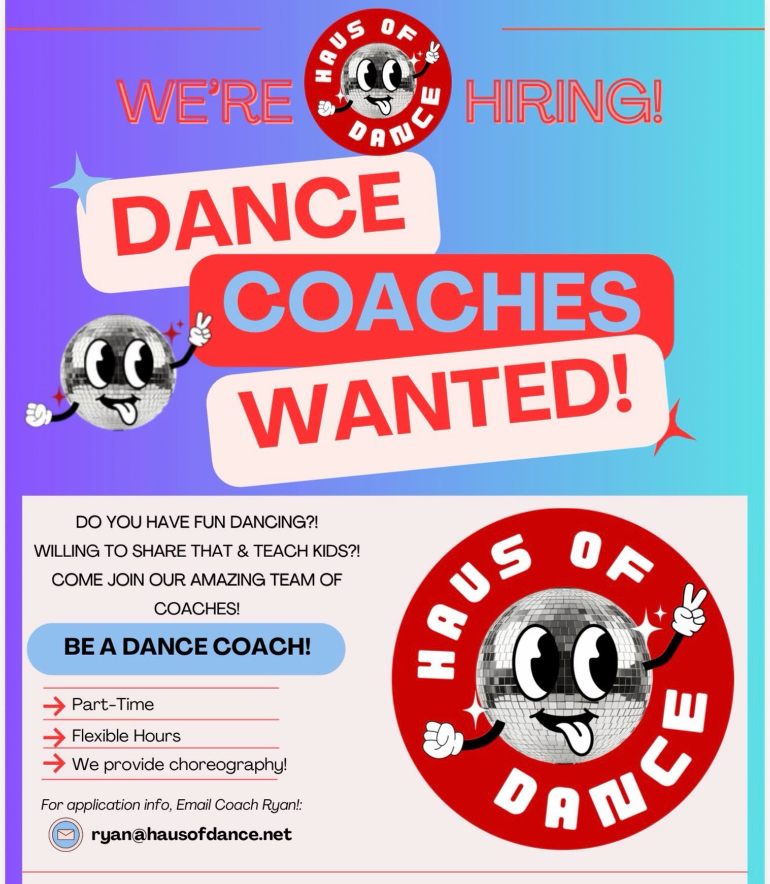 WE ARE HIRING‼️

If you or someone you know who might want to be part of a team of coaches whose mission is to bring the fun of dance to kiddos - SHARE THIS WITH THEM! 🙏🏾🪩

Auditions are currently underway! We&rsquo;re looking for individuals who 