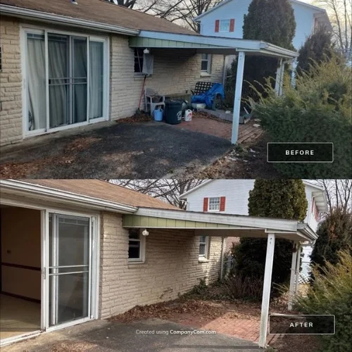 Patio junk removal in Lancaster, PA — before and after