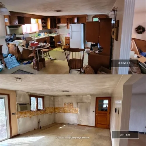 Kitchen cleanout, demolition, and construction debris removal in Lancaster, PA — before and after
