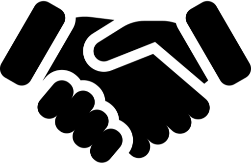 Hand shake symbol representing partnership