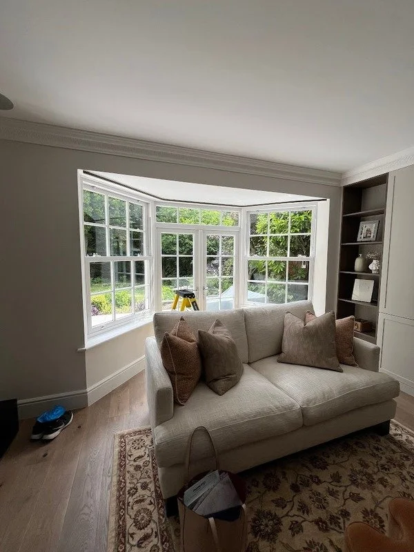 bay window before curtains installed