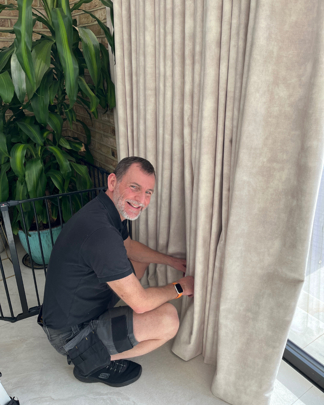Darren checking the wave curtains