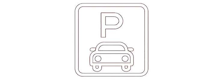 Parking sign with a capital P and a car icon underneath.