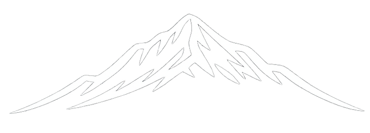 Line drawing of a mountain with sharp peaks