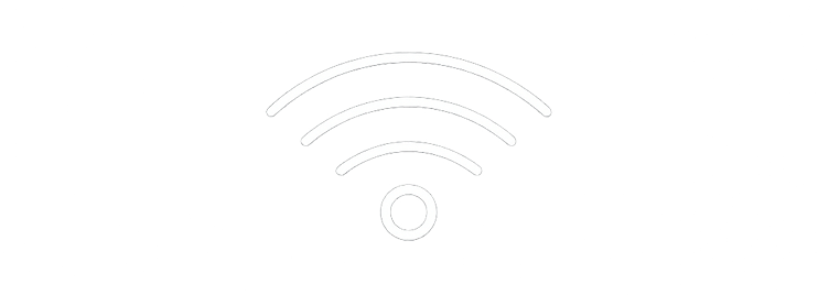 Wi-Fi signal icon in white on a black background.