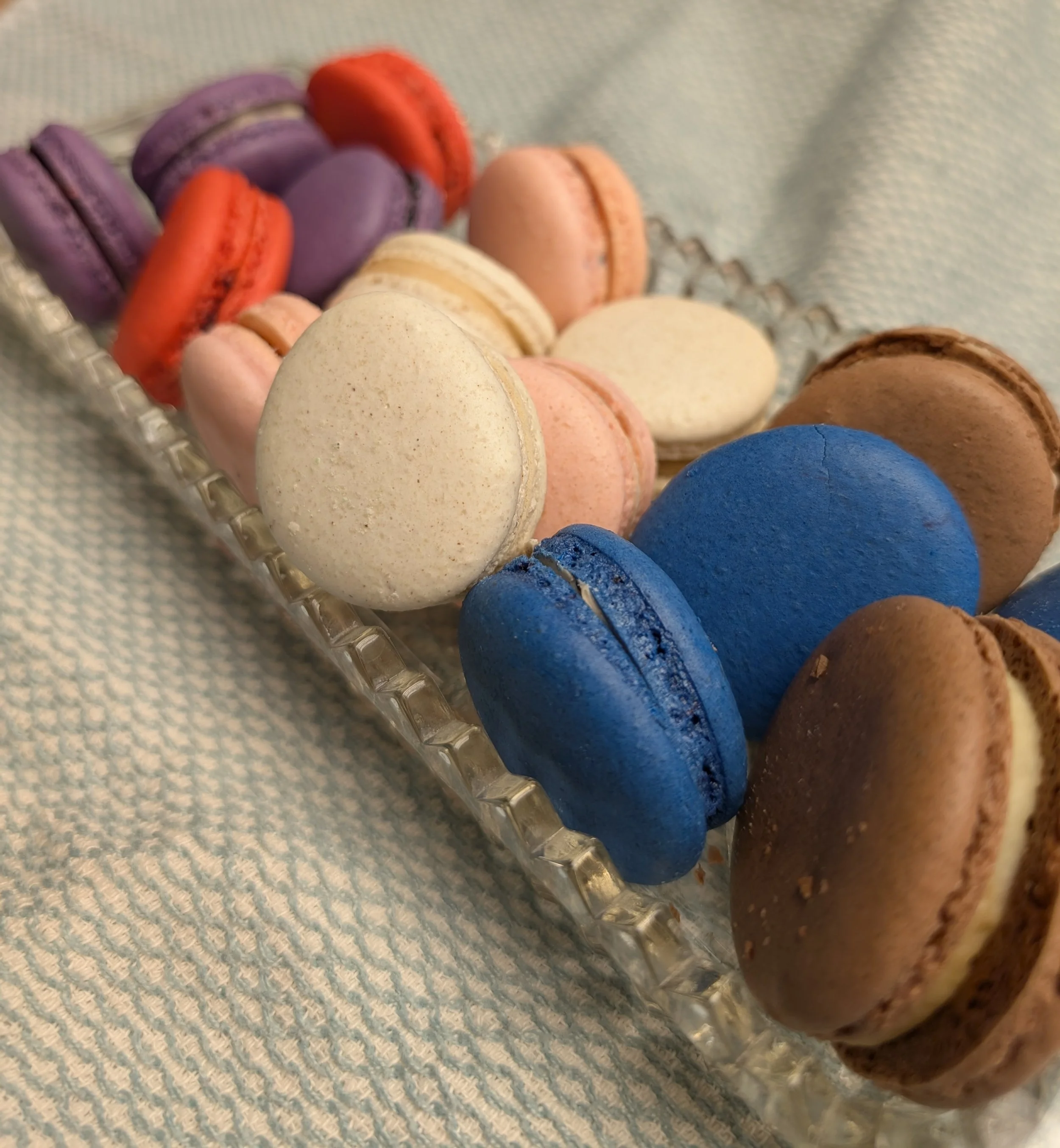Assorted macaron flavors for a book retreat