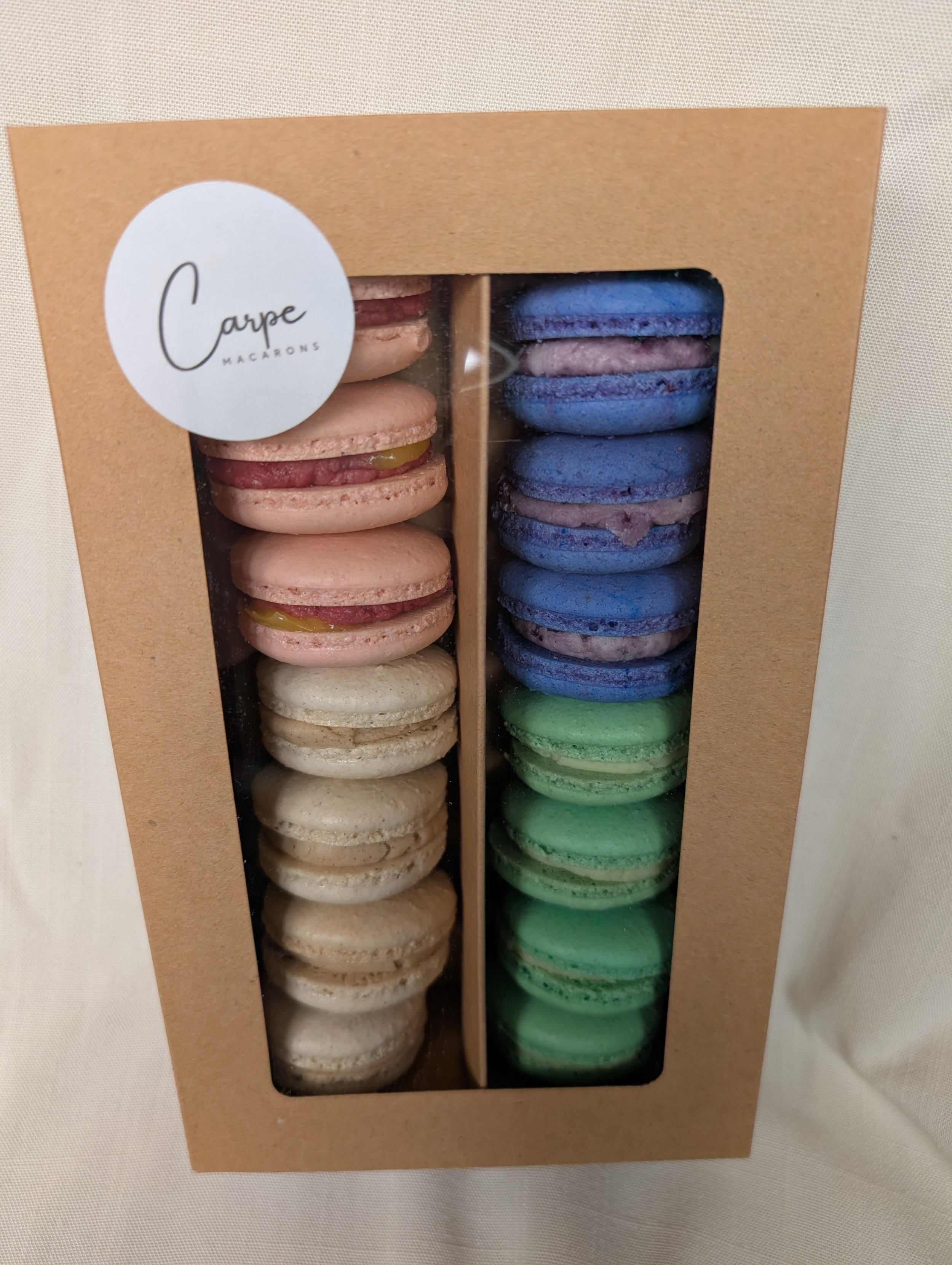 Macarons for the Newton Arboretum Auction, Pink Lemonade, Cinnamon Roll, Blueberry Cheesecake, Honey Pistachio