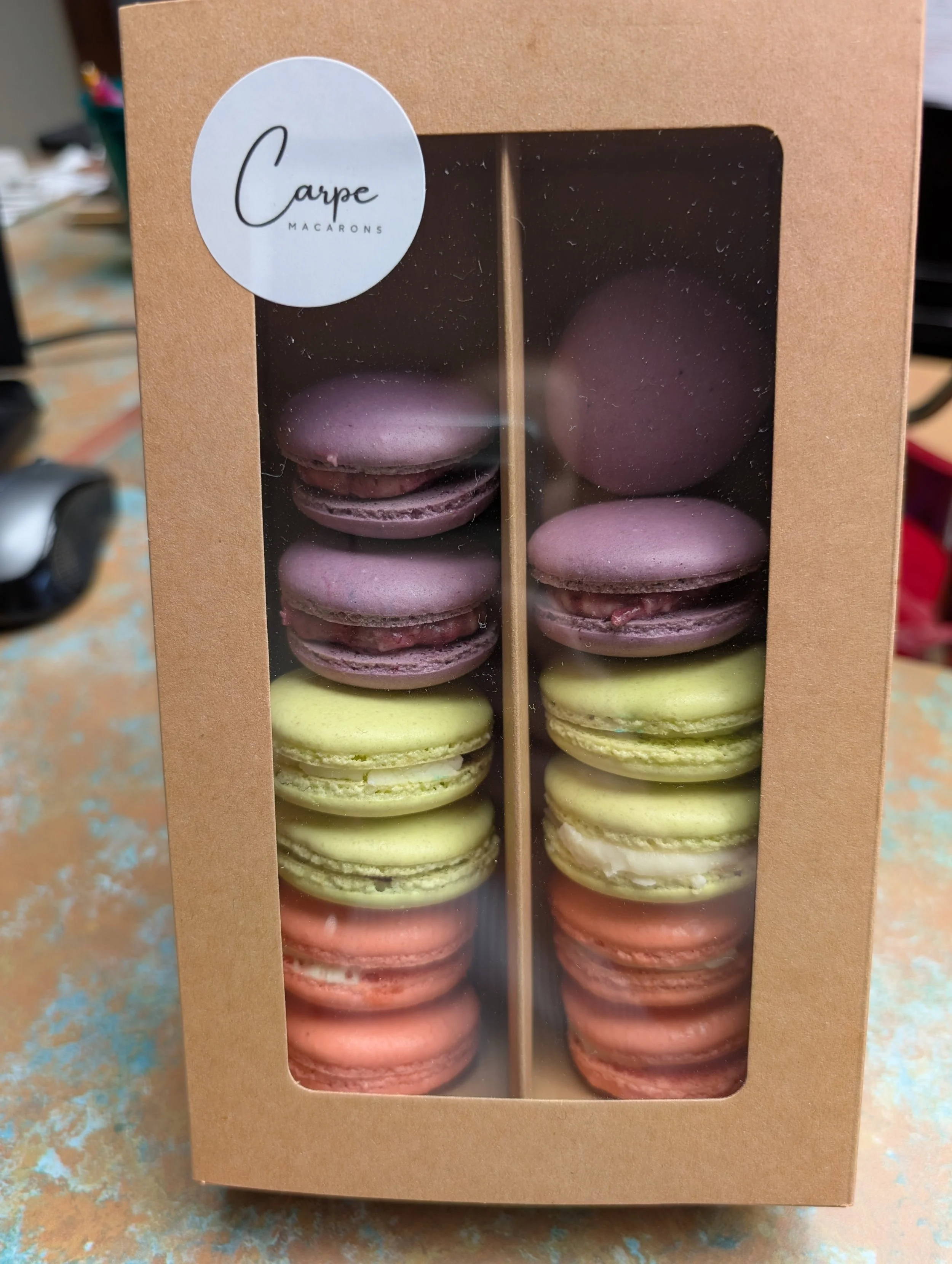 April Macaron Subscription Box- Wildberry, Blcakberry Lime Cheesecake, Honeycrisp