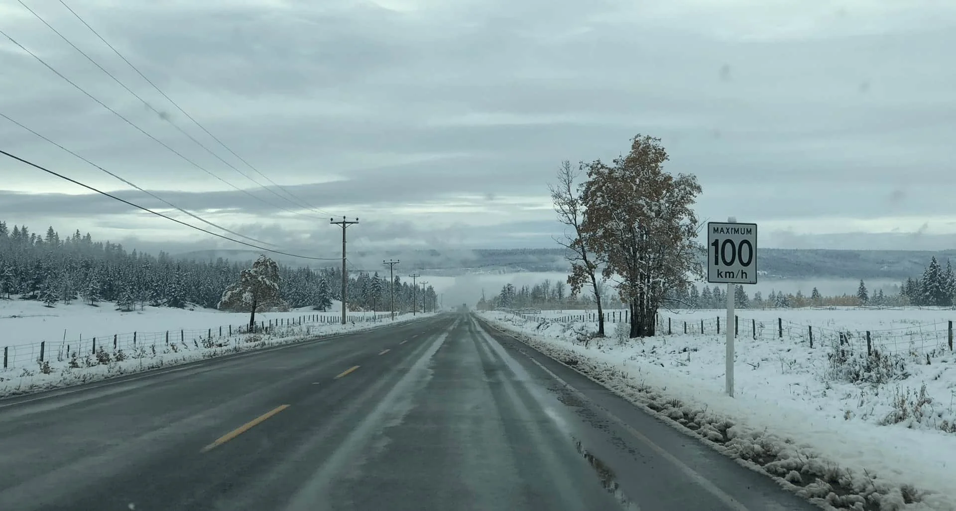 A snowy road in the Chilcotin.