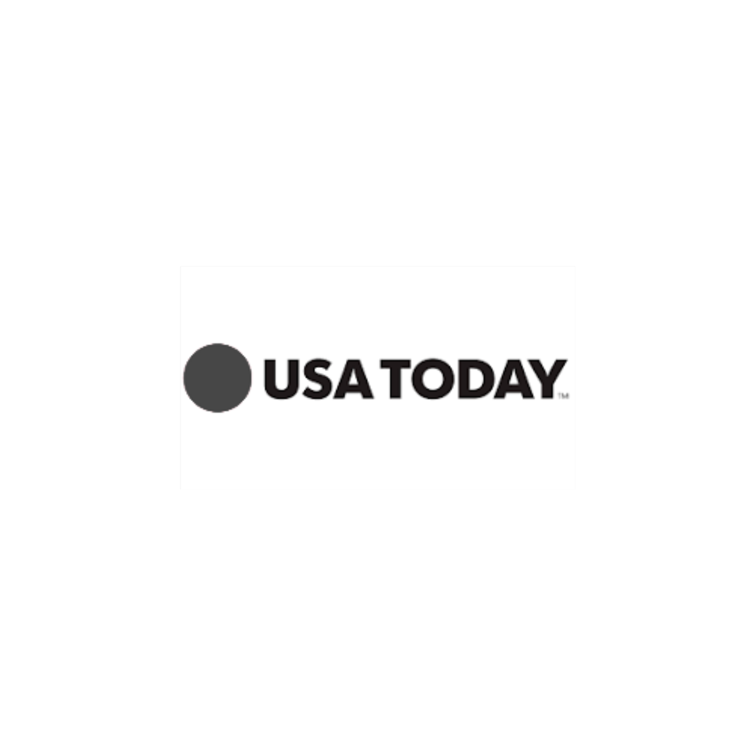 Black background with white text and a gray circle logo that reads 'USATODAY'.