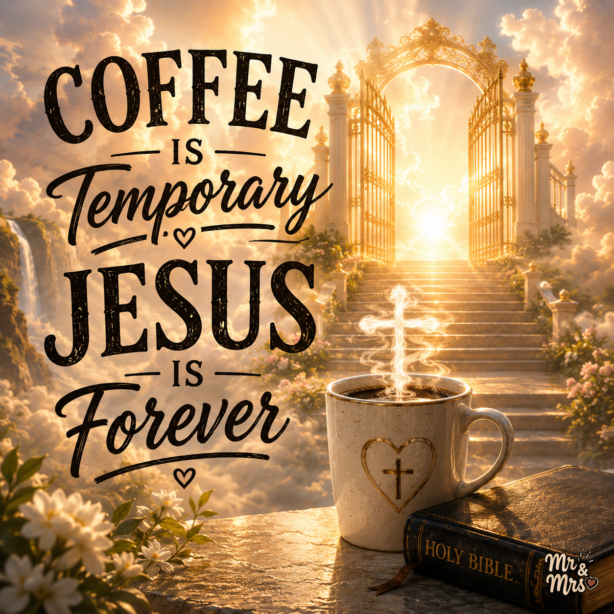 Coffee Temporary Jesus Forever Sticker