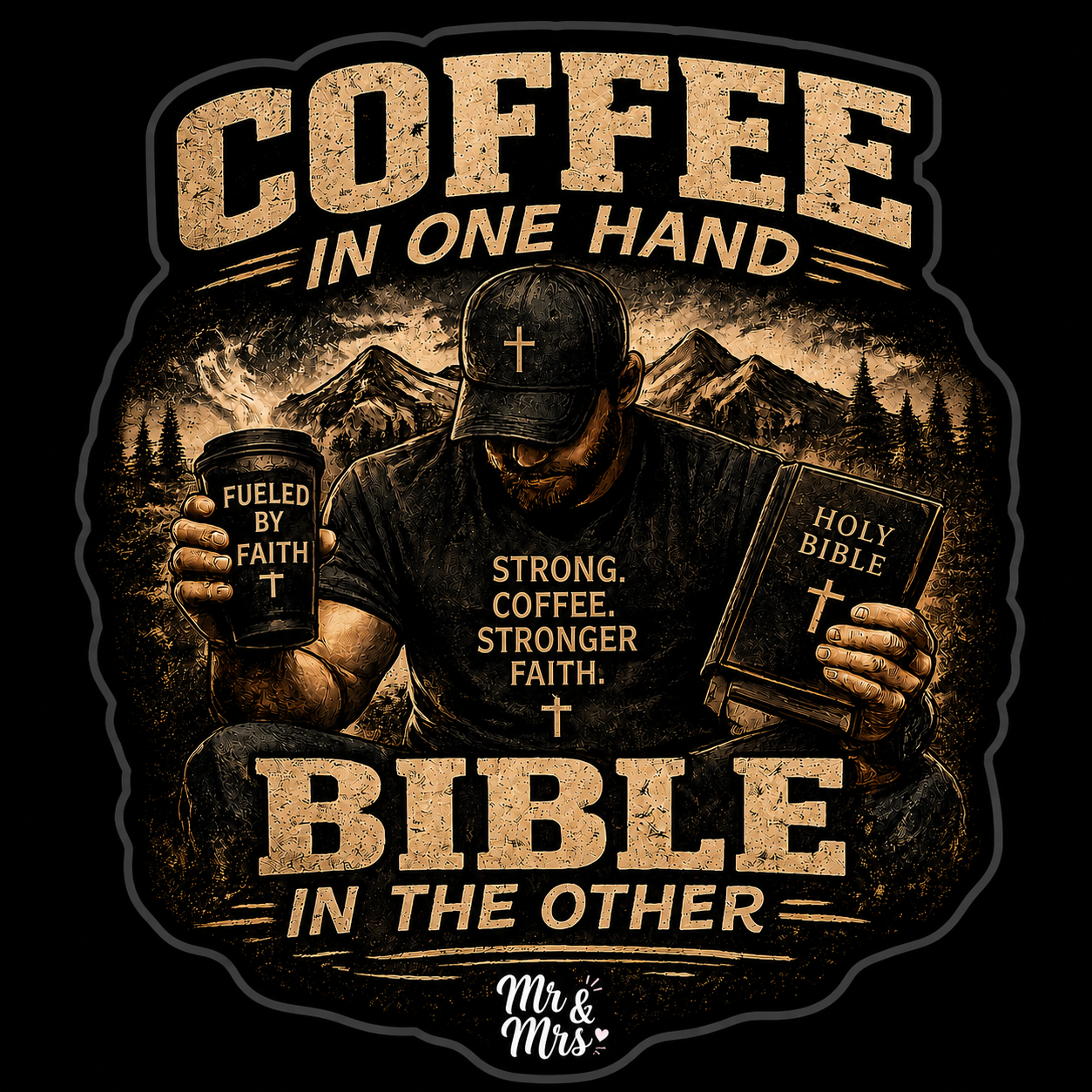 coffee in one hand Bible In the other male sticker.png