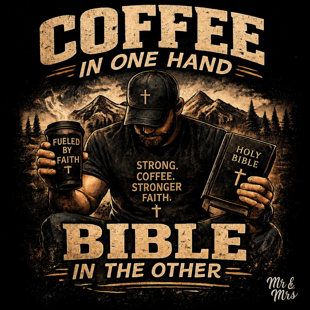 Coffee in one Hand Bible in the other Sticker (for men)