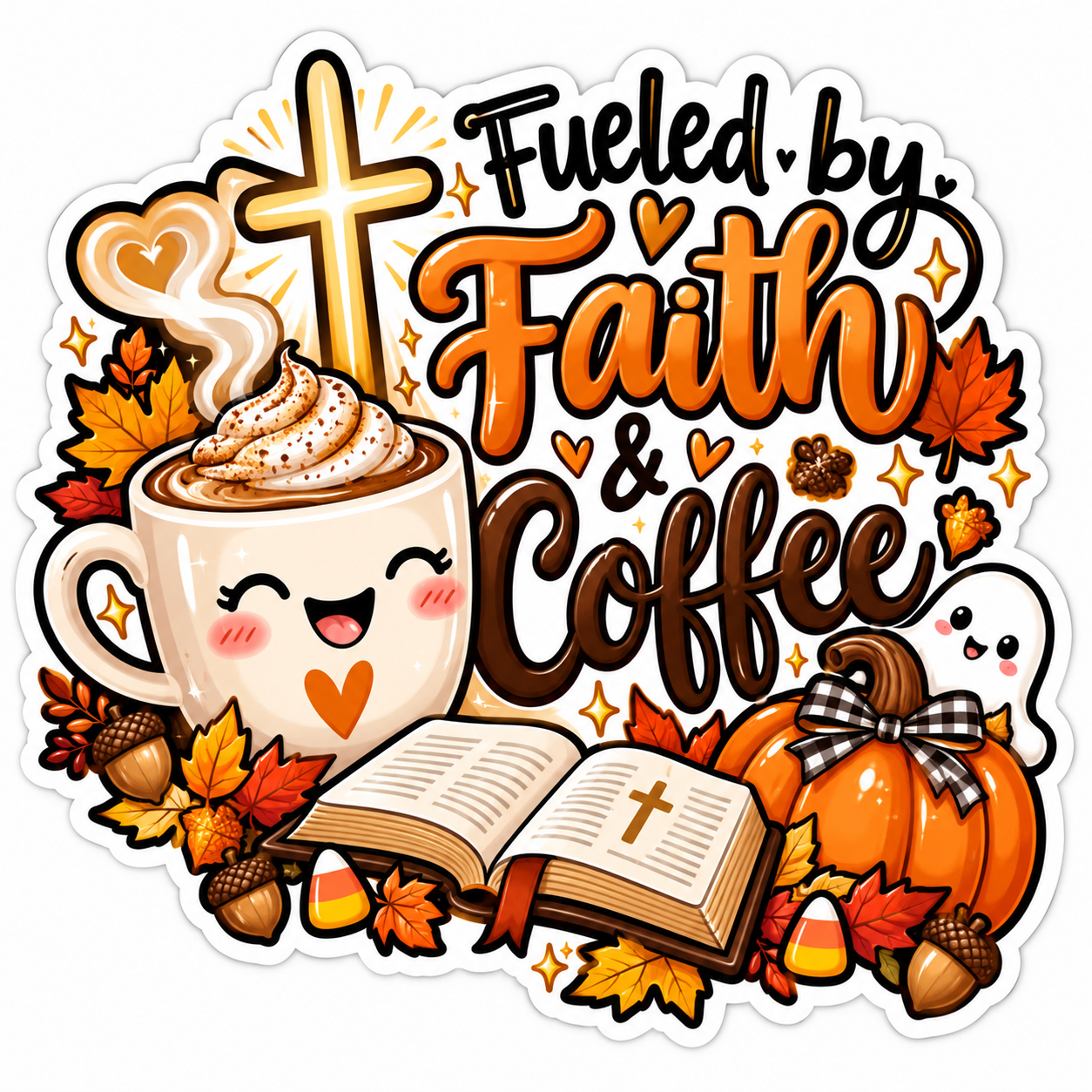 “Fueled by Faith & Coffee” Sticker