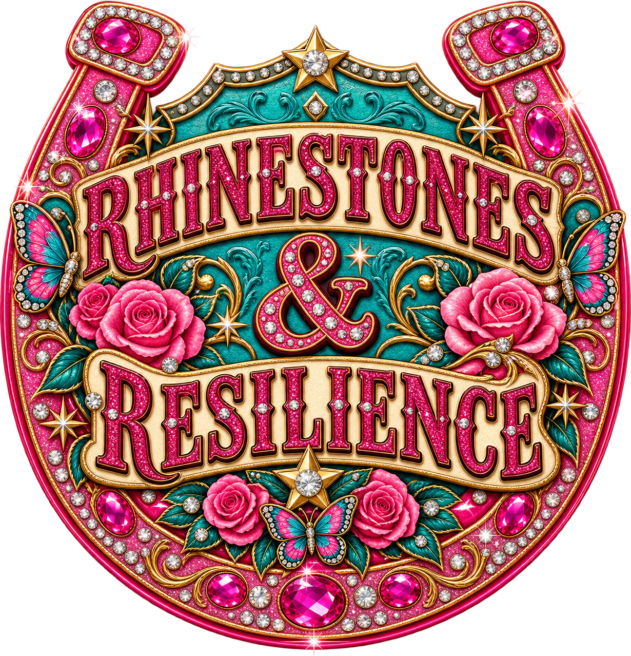 Rhinestones and Resilience Sticker