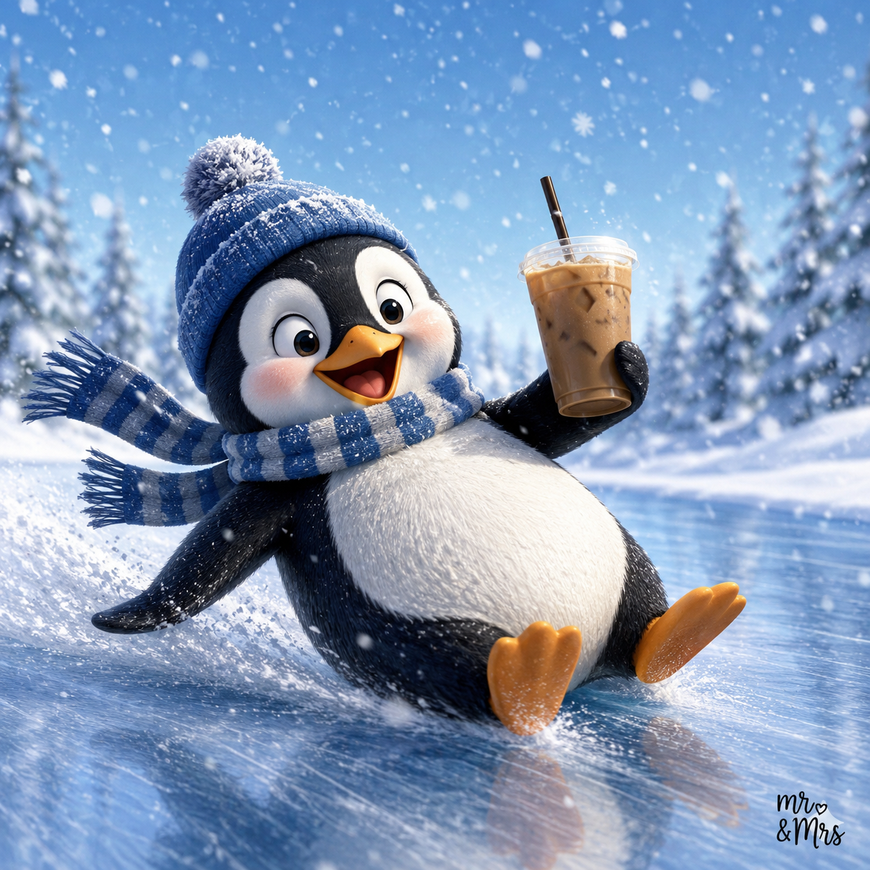 Penguin with Coffee Sticker