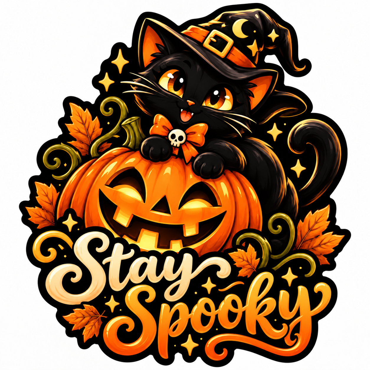 “Stay Spooky” Black Cat Sticker
