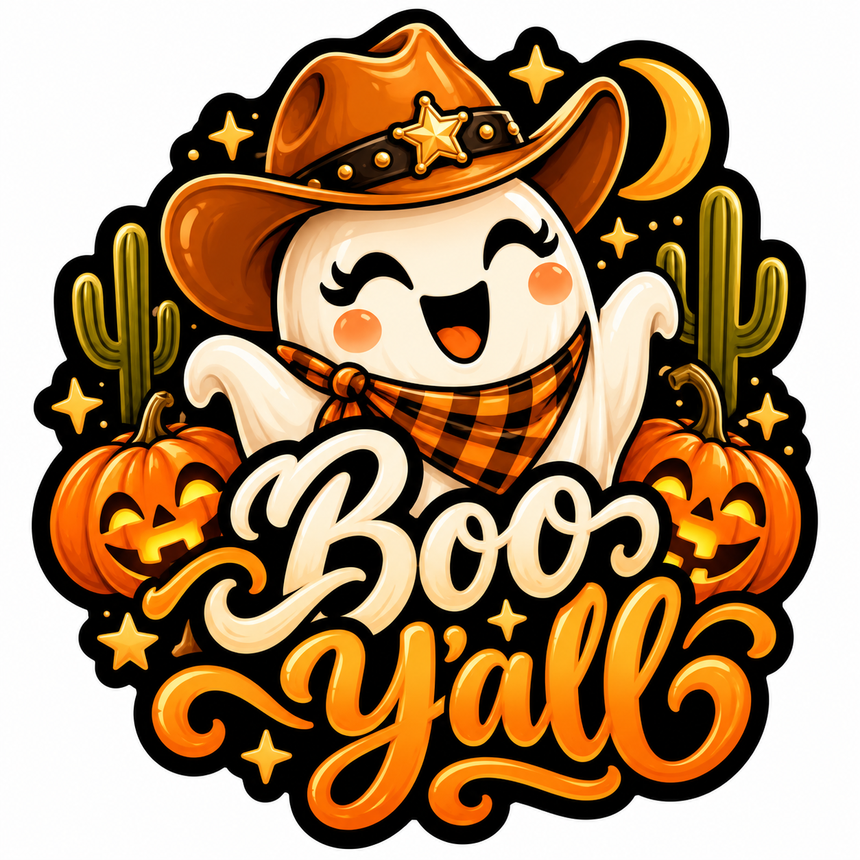 “Boo Y’all” Cowgirl Ghost Sticker