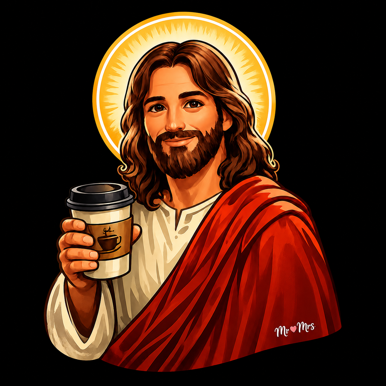 Jesus with Coffee Sticker