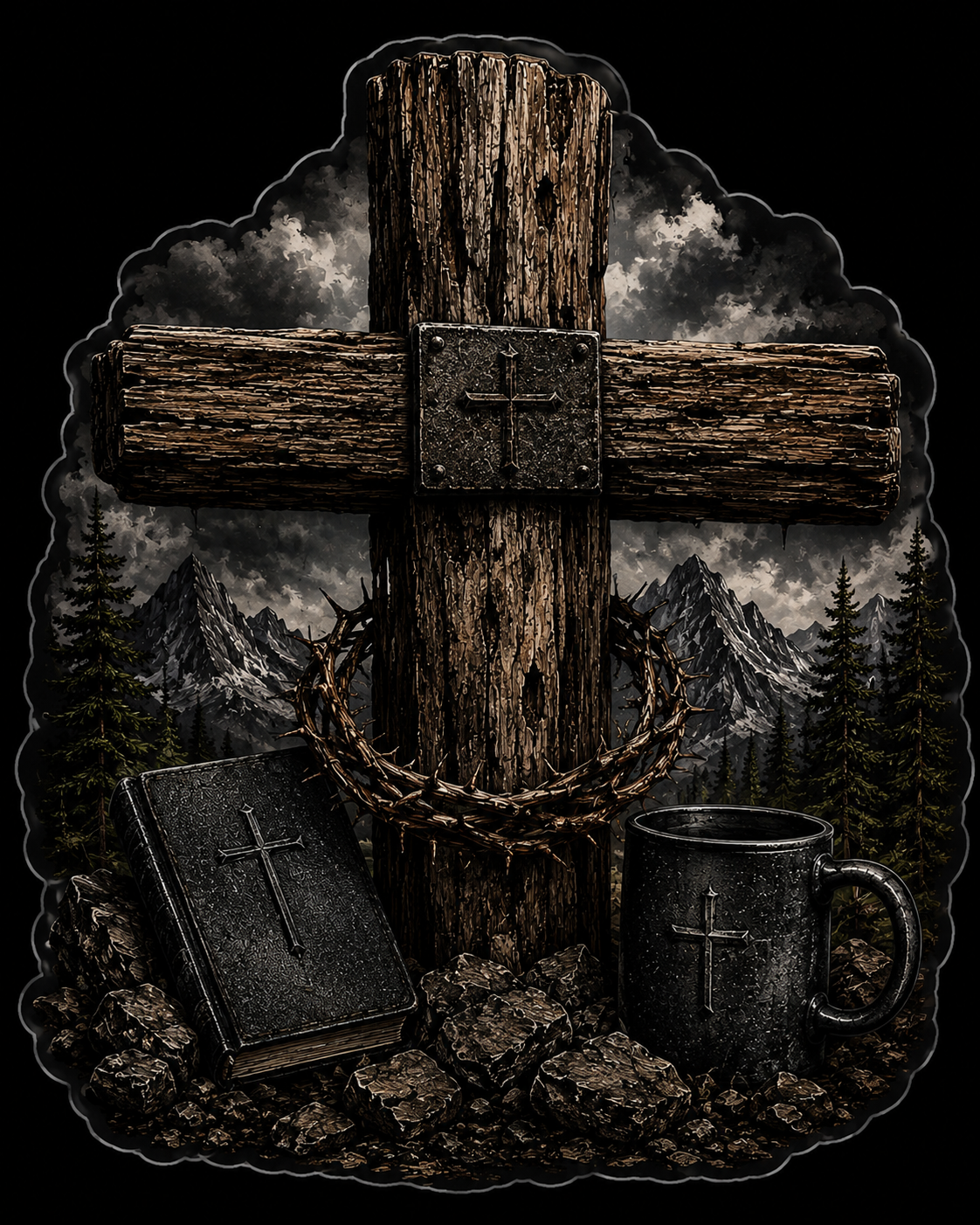 Mens Cross Sticker