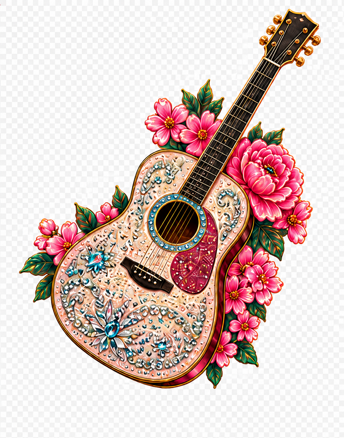 Rhinestone Country Guitar Sticker