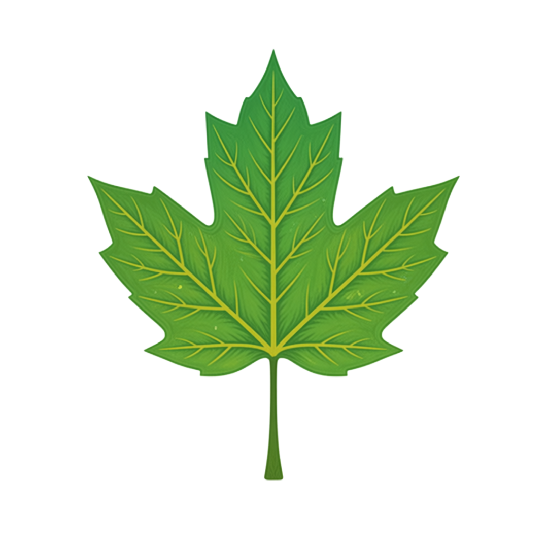 Green maple leaf with visible yellow veins