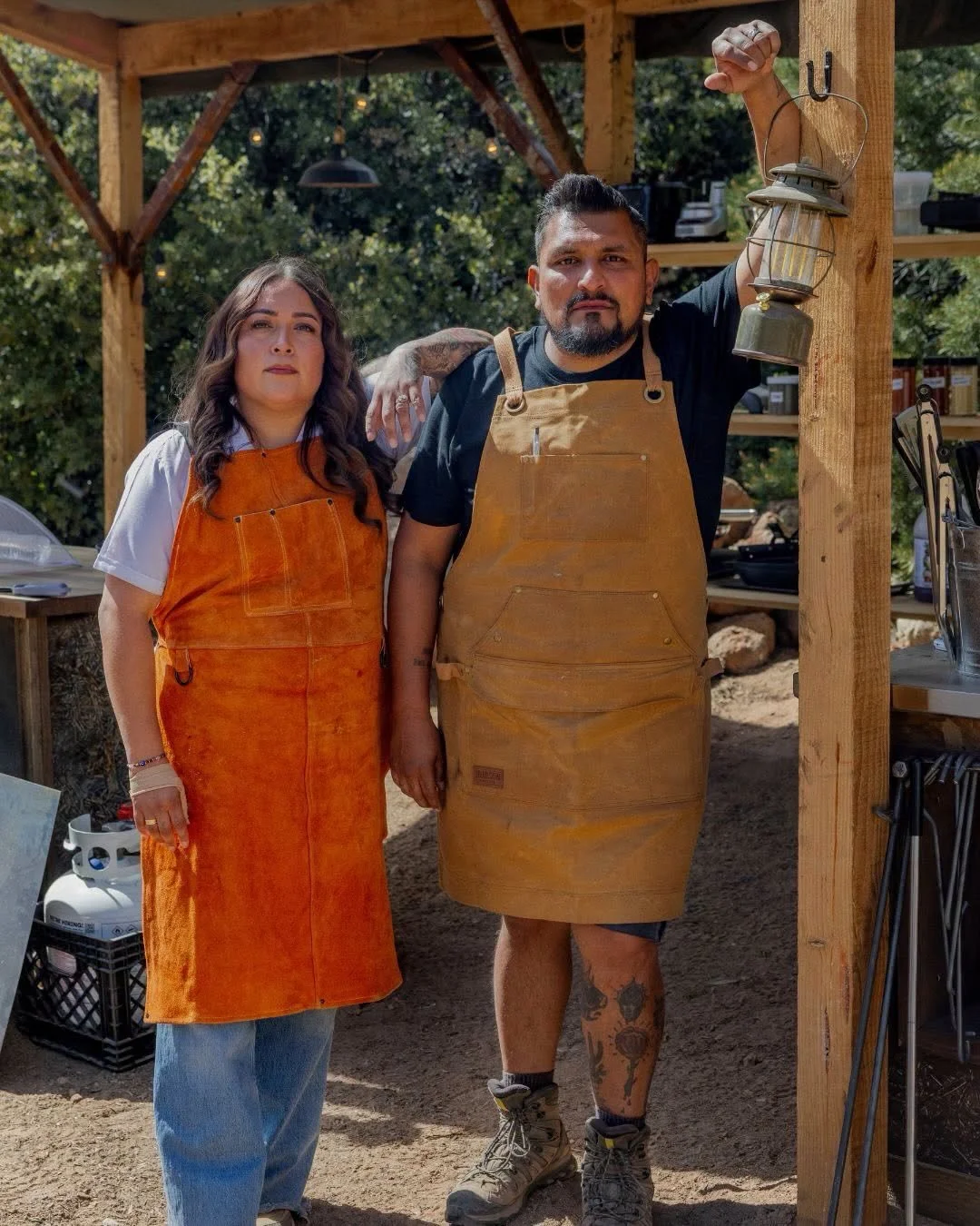 Pitmaster Esaul Ramos & Chef Grecia Ramos on the set of Food Network's Pitmasters