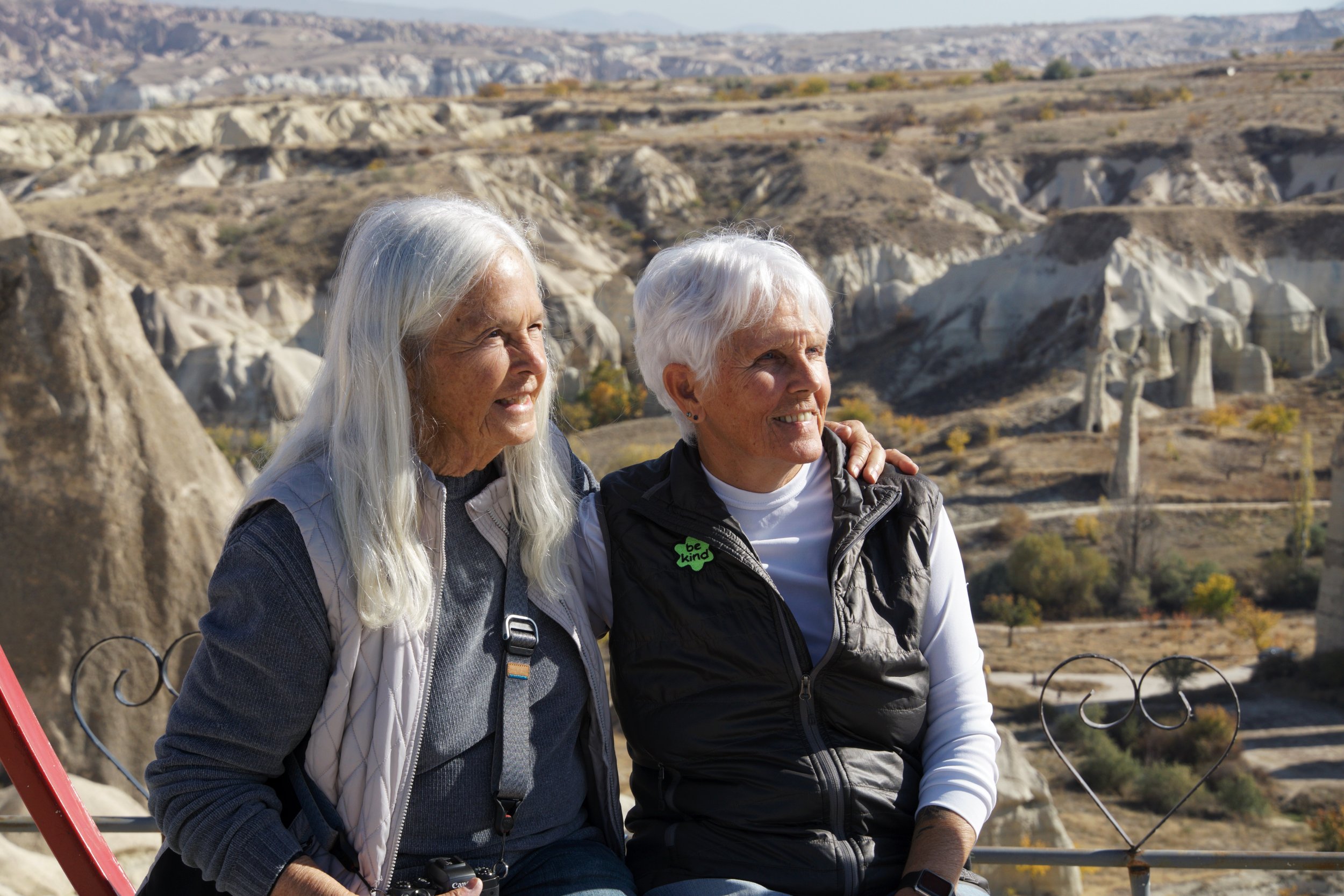 judith mcdaniel and partner jan schwartz in desert