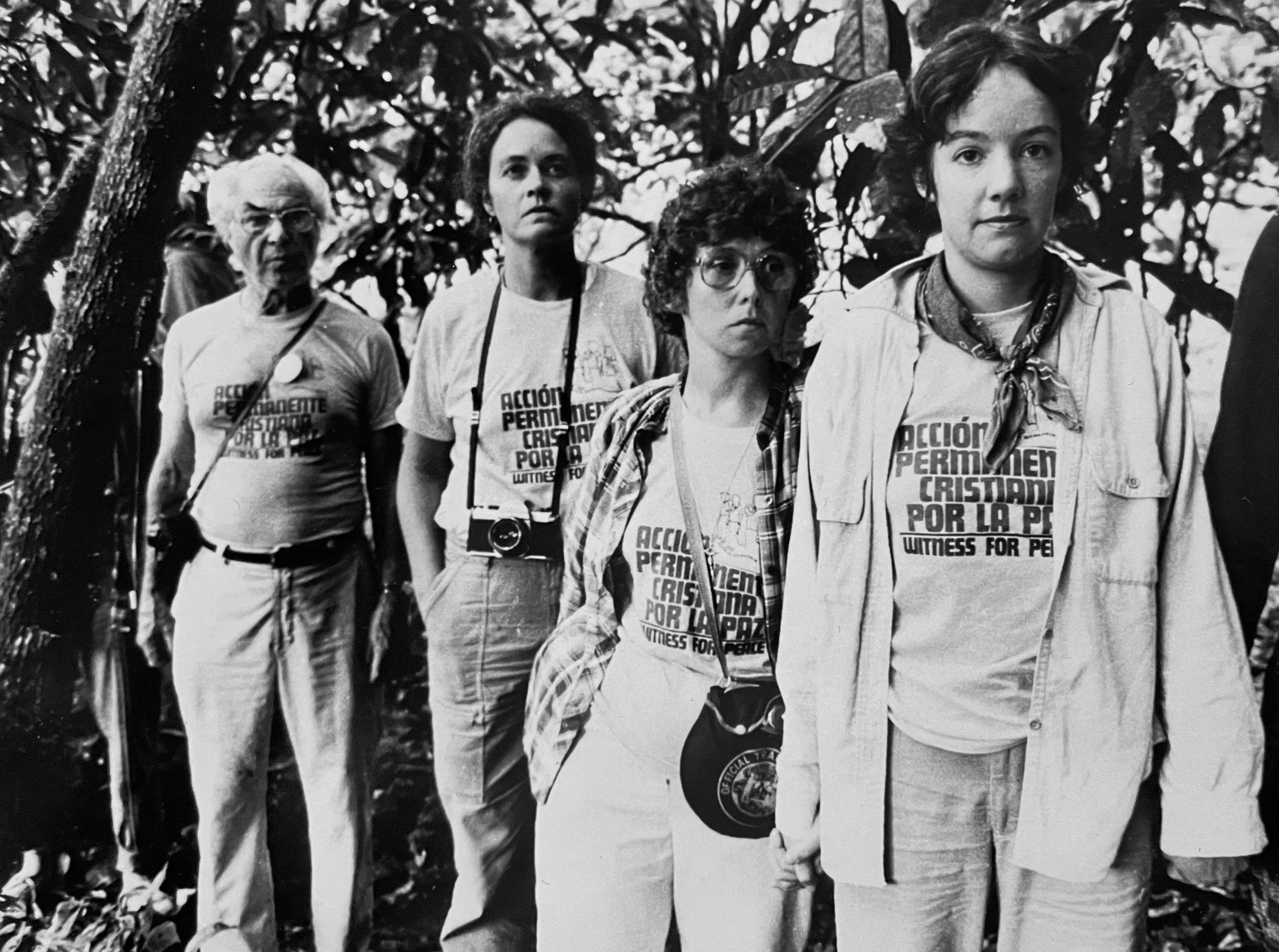 Judith and other Witness for Peace volunteers during their captivity. Judith is second from the left. Taken in 1985.