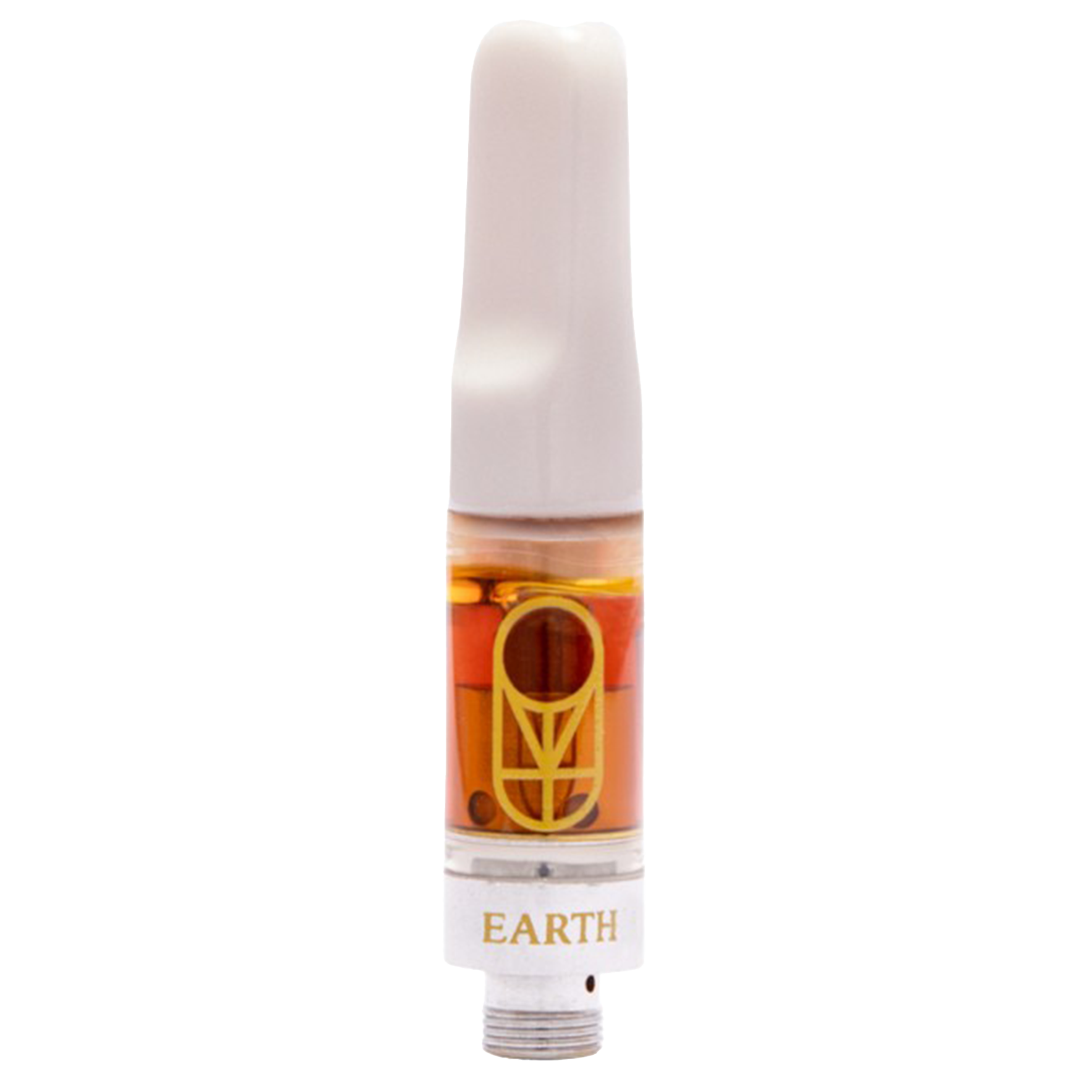 An aerosol can with a white cap, labeled 'EARTH' in gold letters, orange and black accents, and a rainbow-colored stripe near the top.