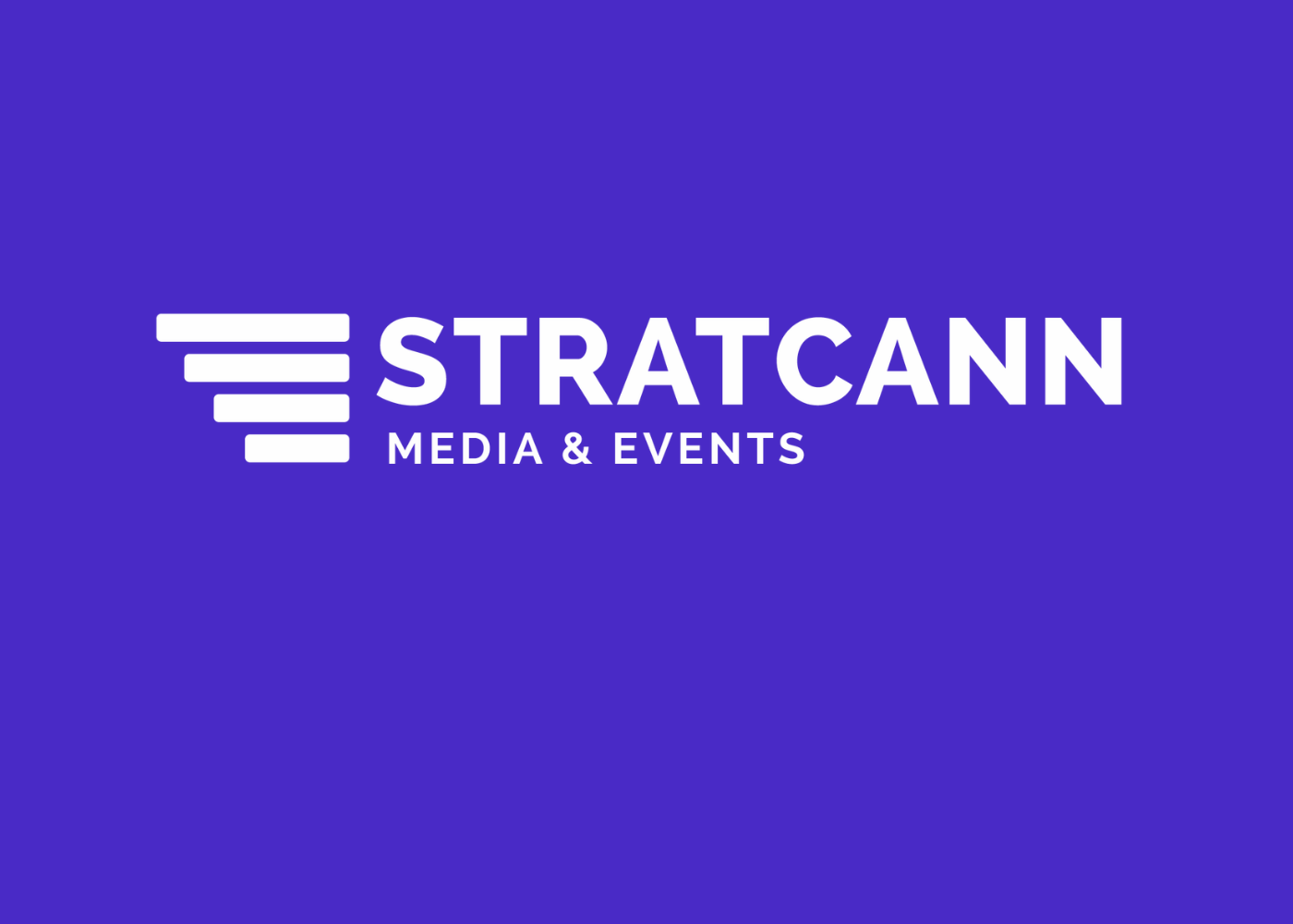 Logo of Stratcann Media & Events with purple background and white text