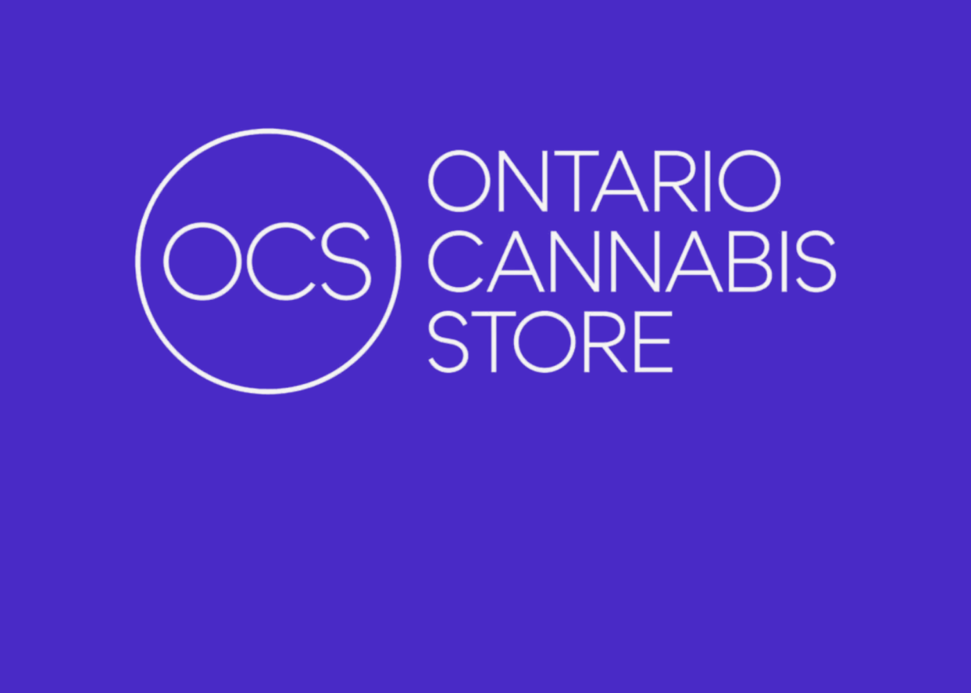Logo of Ontario Cannabis Store with the text 'OCS Ontario Cannabis Store' on a purple background.