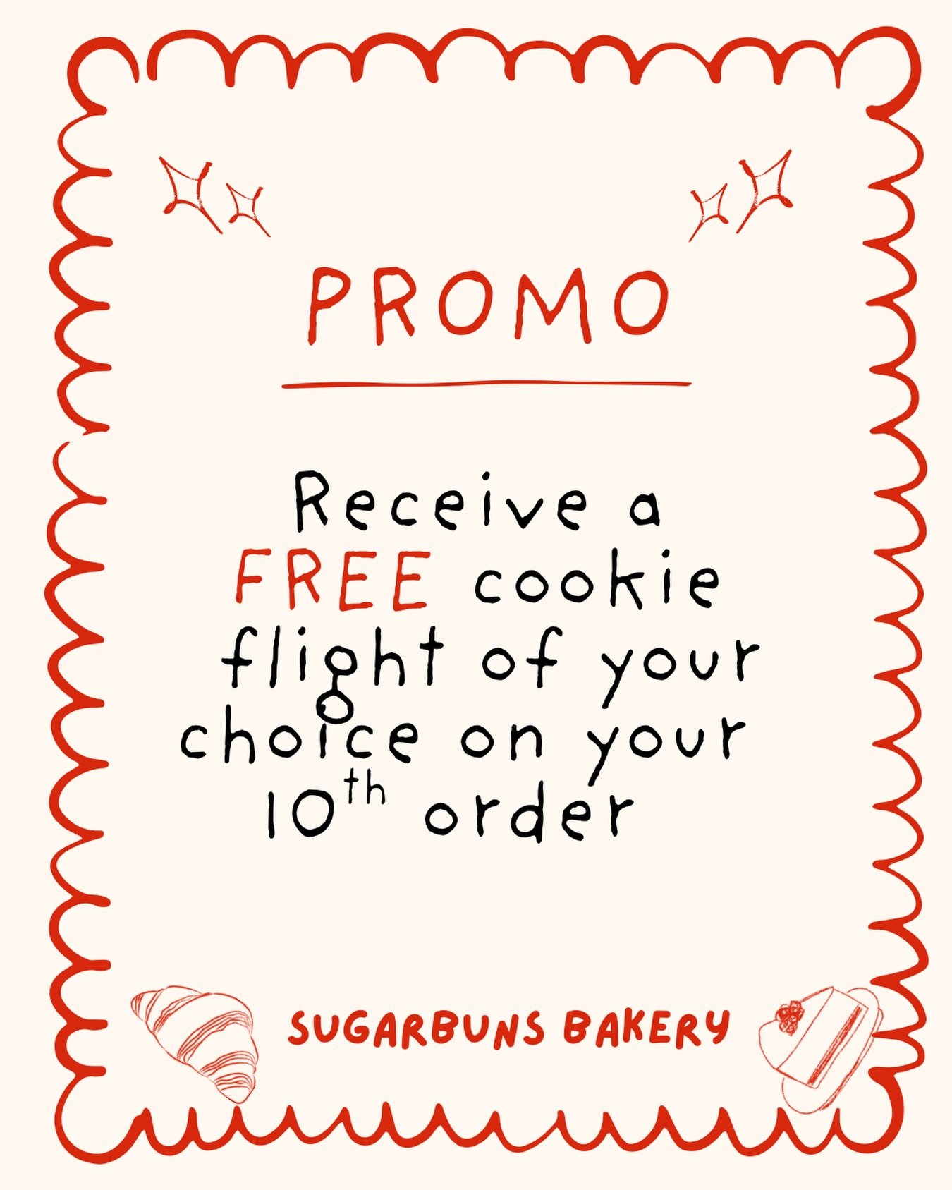 A little something for our regulars 🫶🥐

Every 10th order gets a FREE cookie flight on us!

Because 10 orders deserves more cookies. Obviously. 🫶
