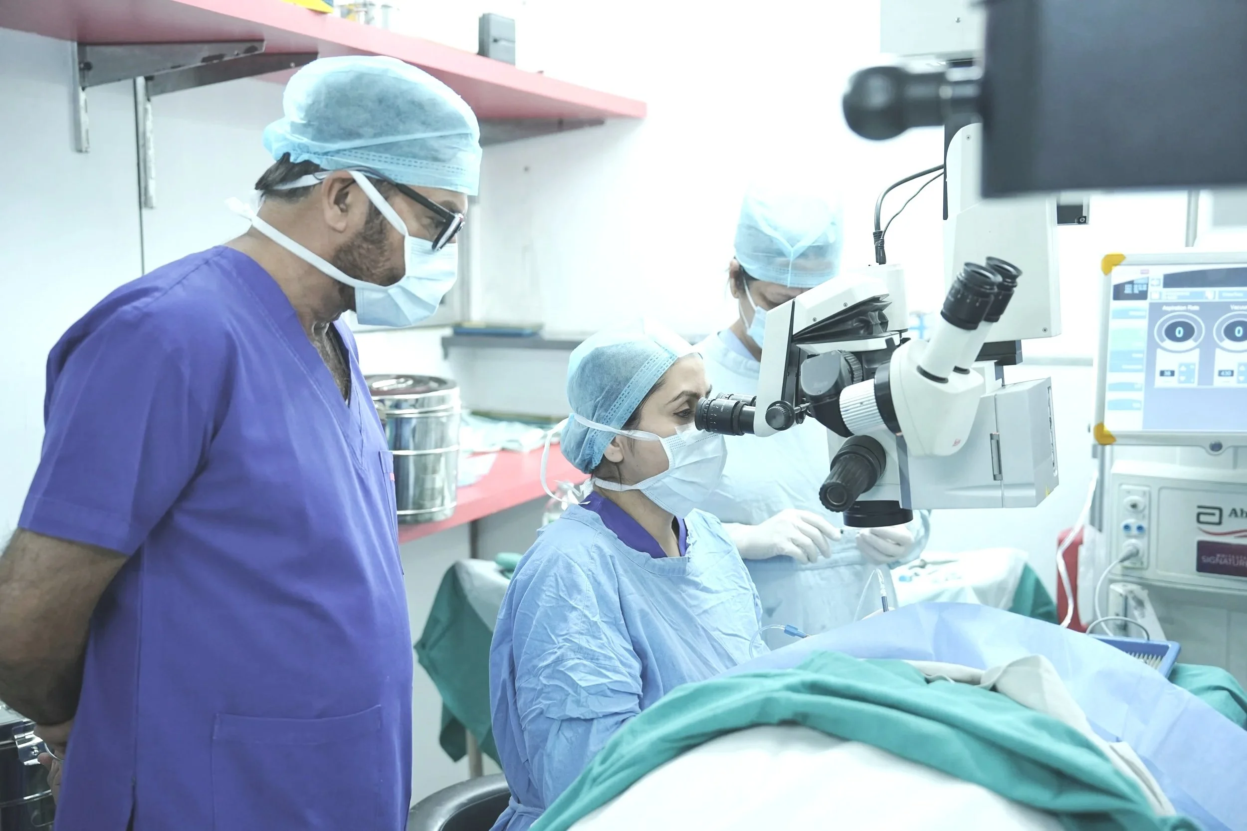 Ophthalmic surgery team in operating room