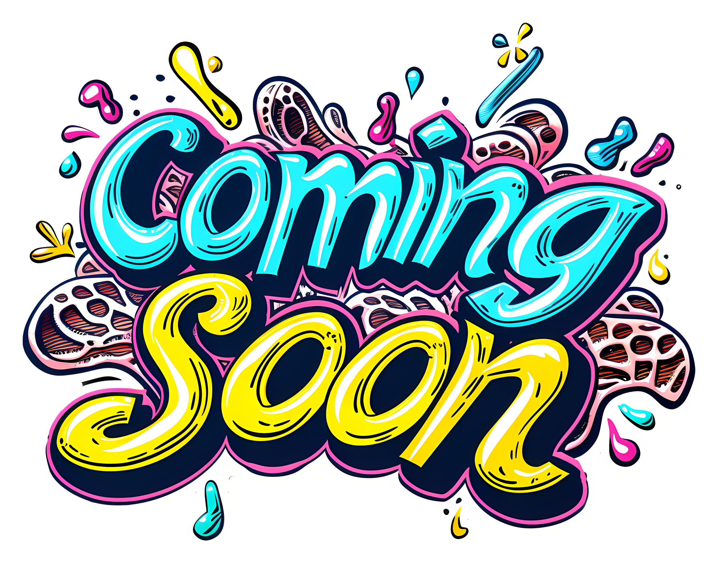 Colorful graffiti art with neon pink, blue, yellow, and white stylized text on a black background.