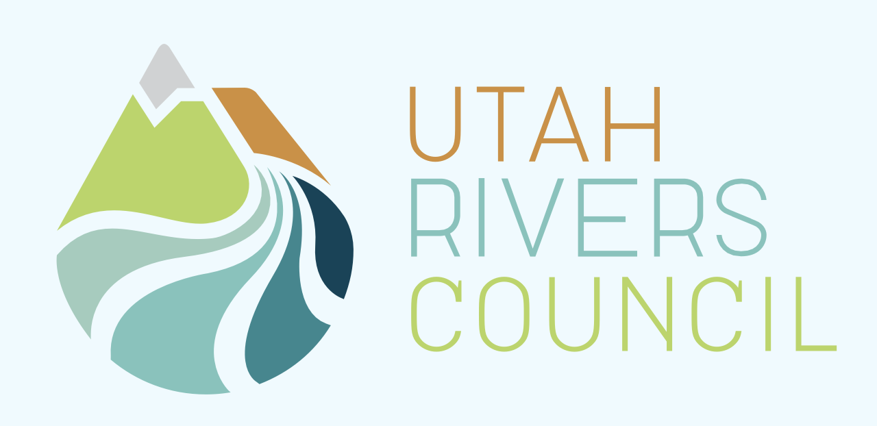 Logo for Utah Rivers Council with a stylized mountain and river design